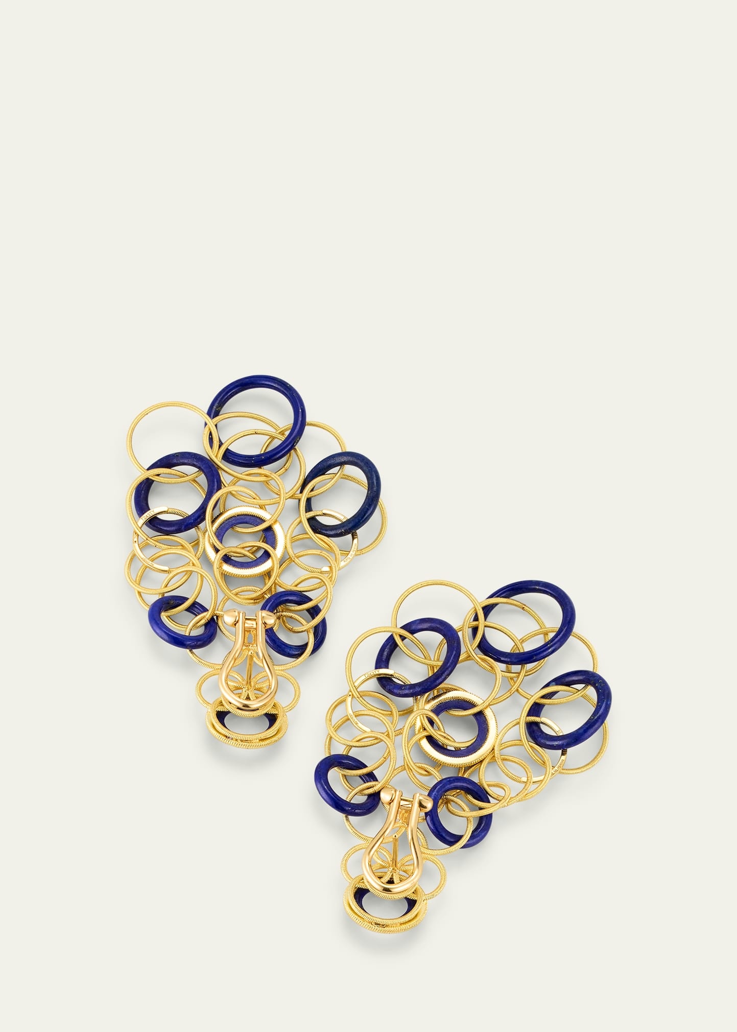 Hawaii Color 18K Yellow Gold Lapis Lazuli Earrings, 7cm - 4