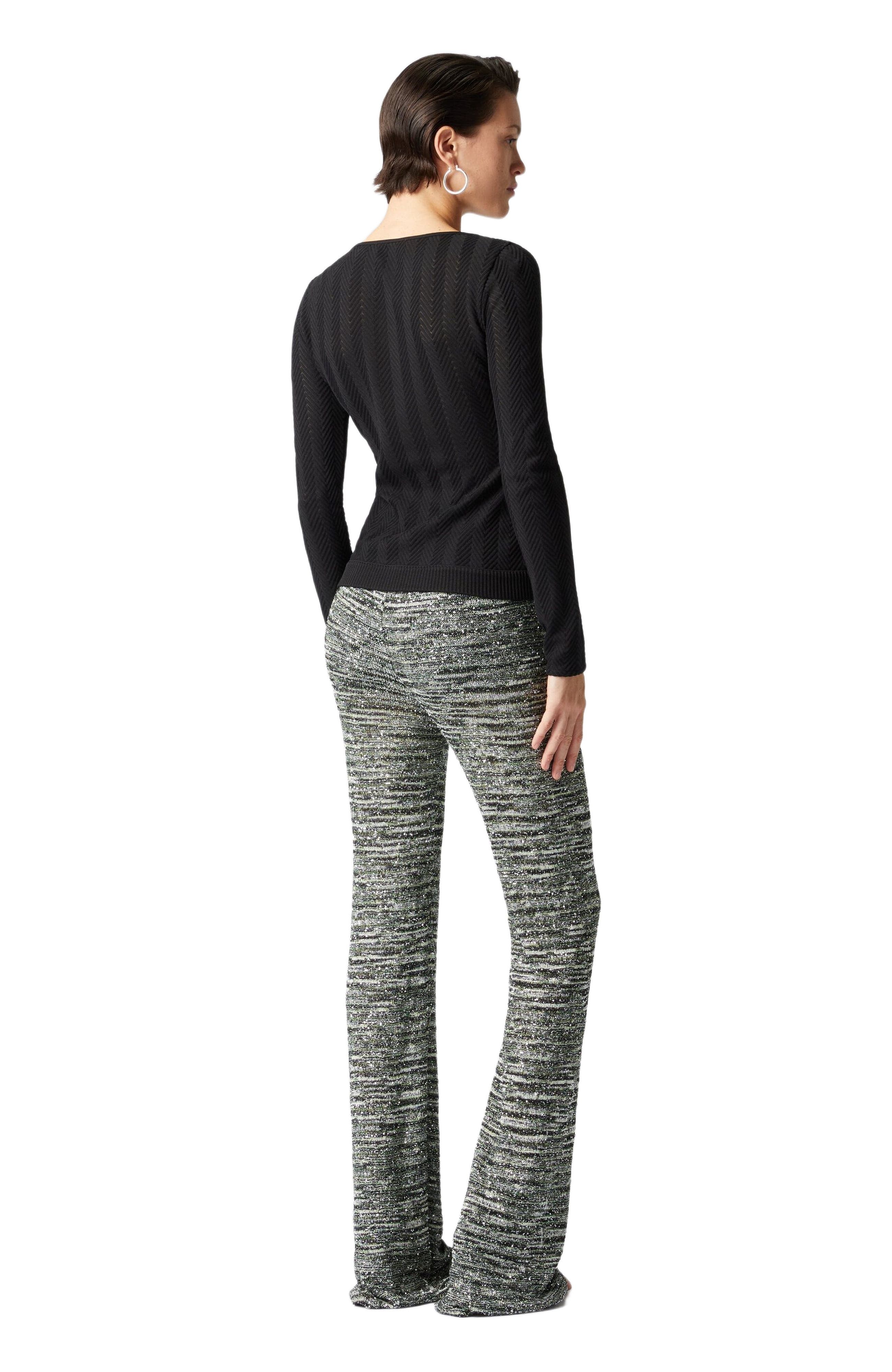 Missoni Flare Trousers In Slub Knit With Sequins in Green & Black at Nordstrom - 3