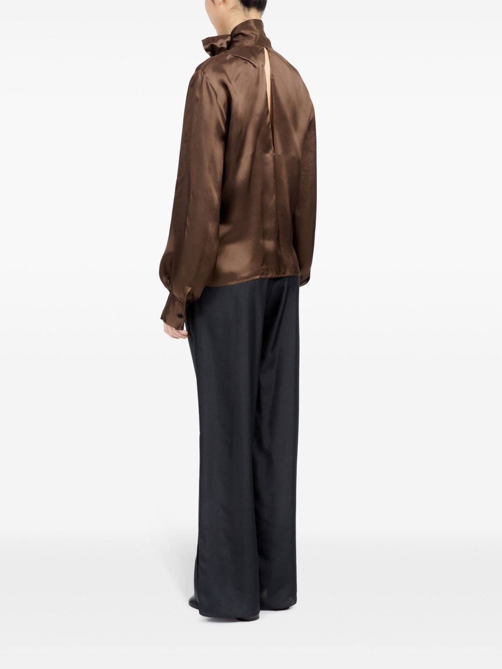tie-neck satin shirt - 6