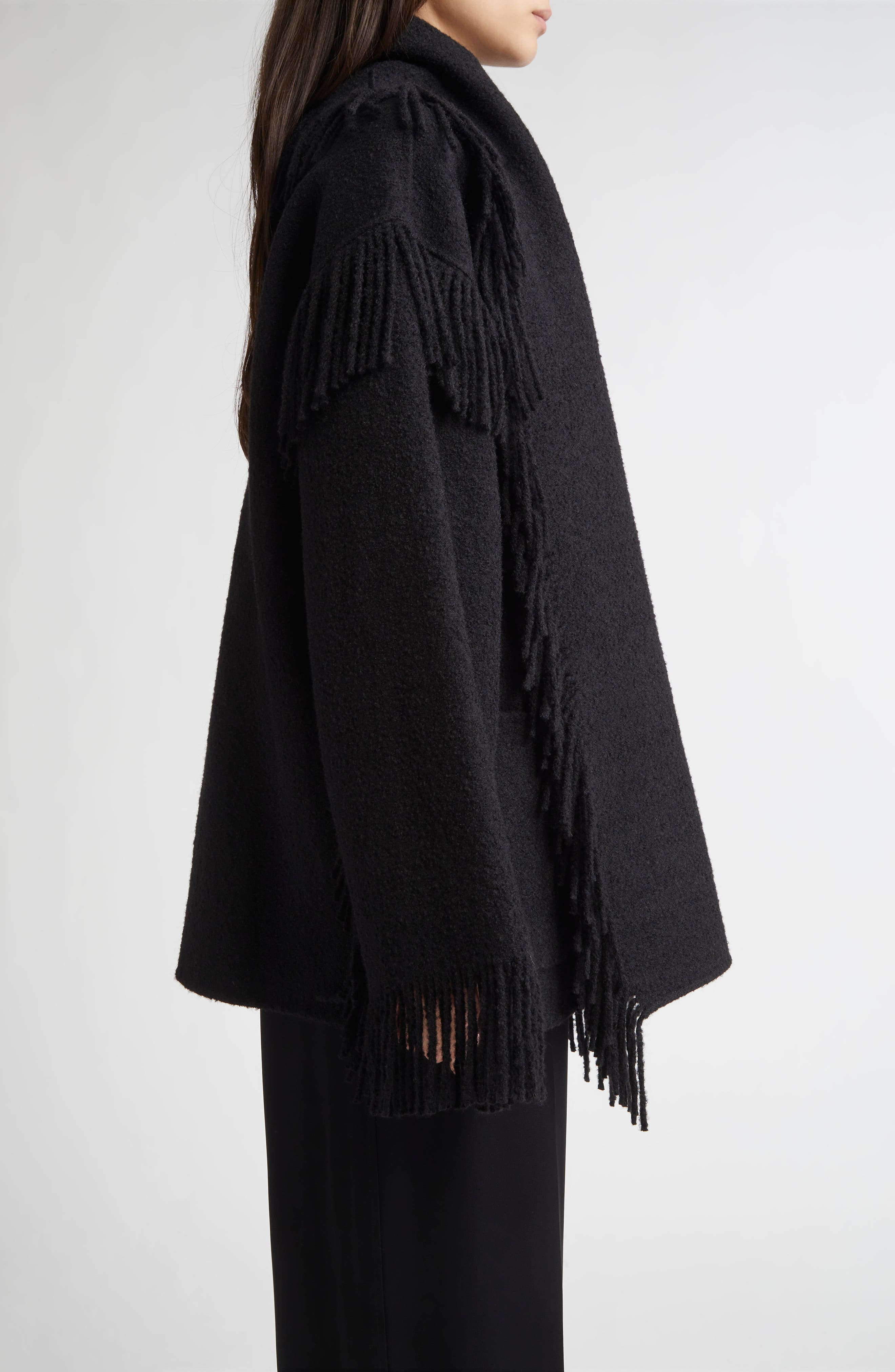TOTEME Double Face Wool Blend Scarf Jacket in Black at Nordstrom - 4