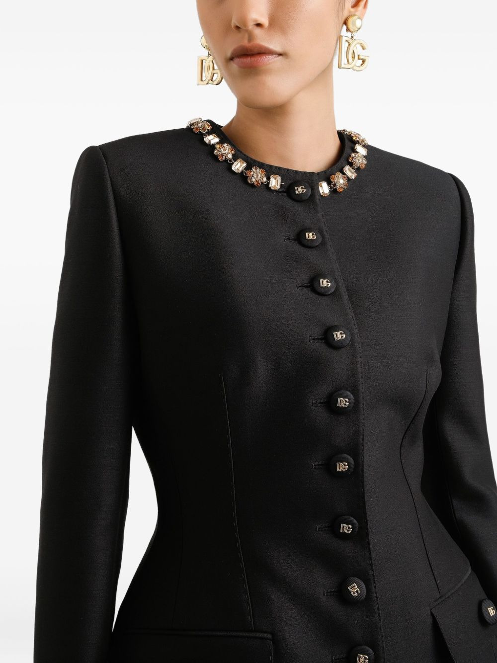 embellished button-up jacket - 4