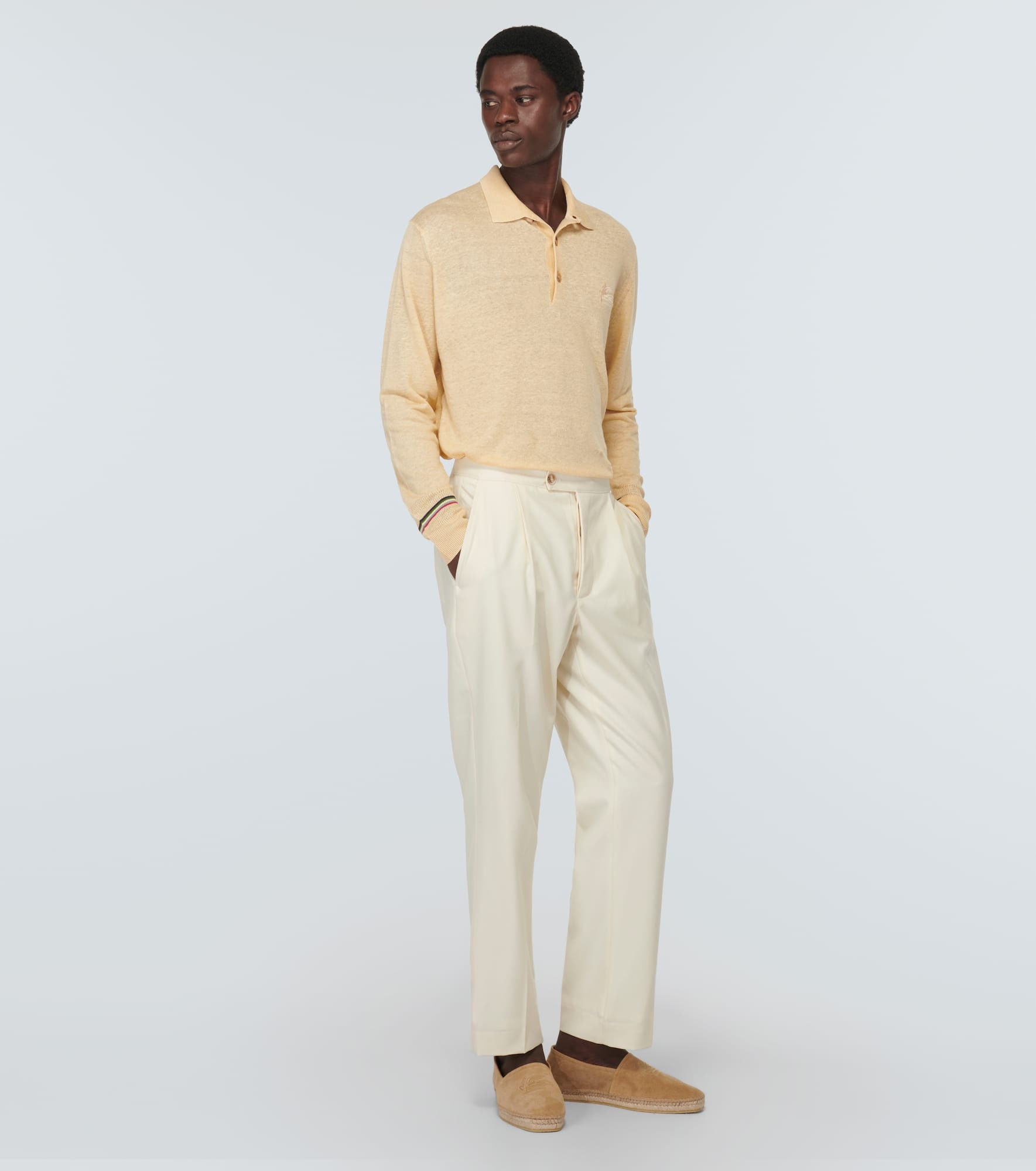 Linen and cotton polo sweater - 2