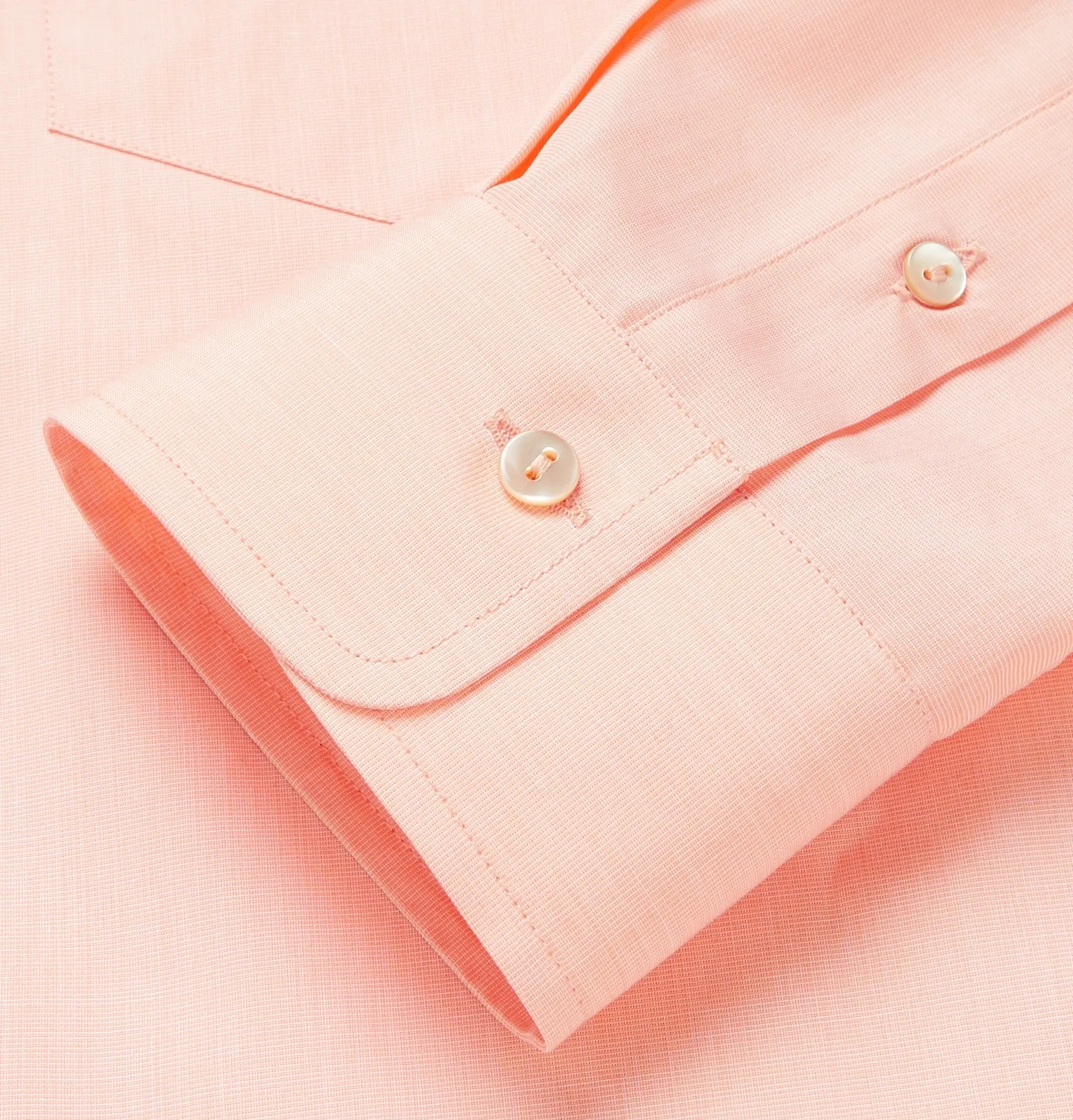 Peach Cutaway-Collar Cotton-Poplin Shirt - 3