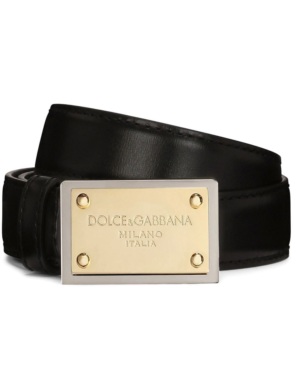 logo-buckle leather belt - 1