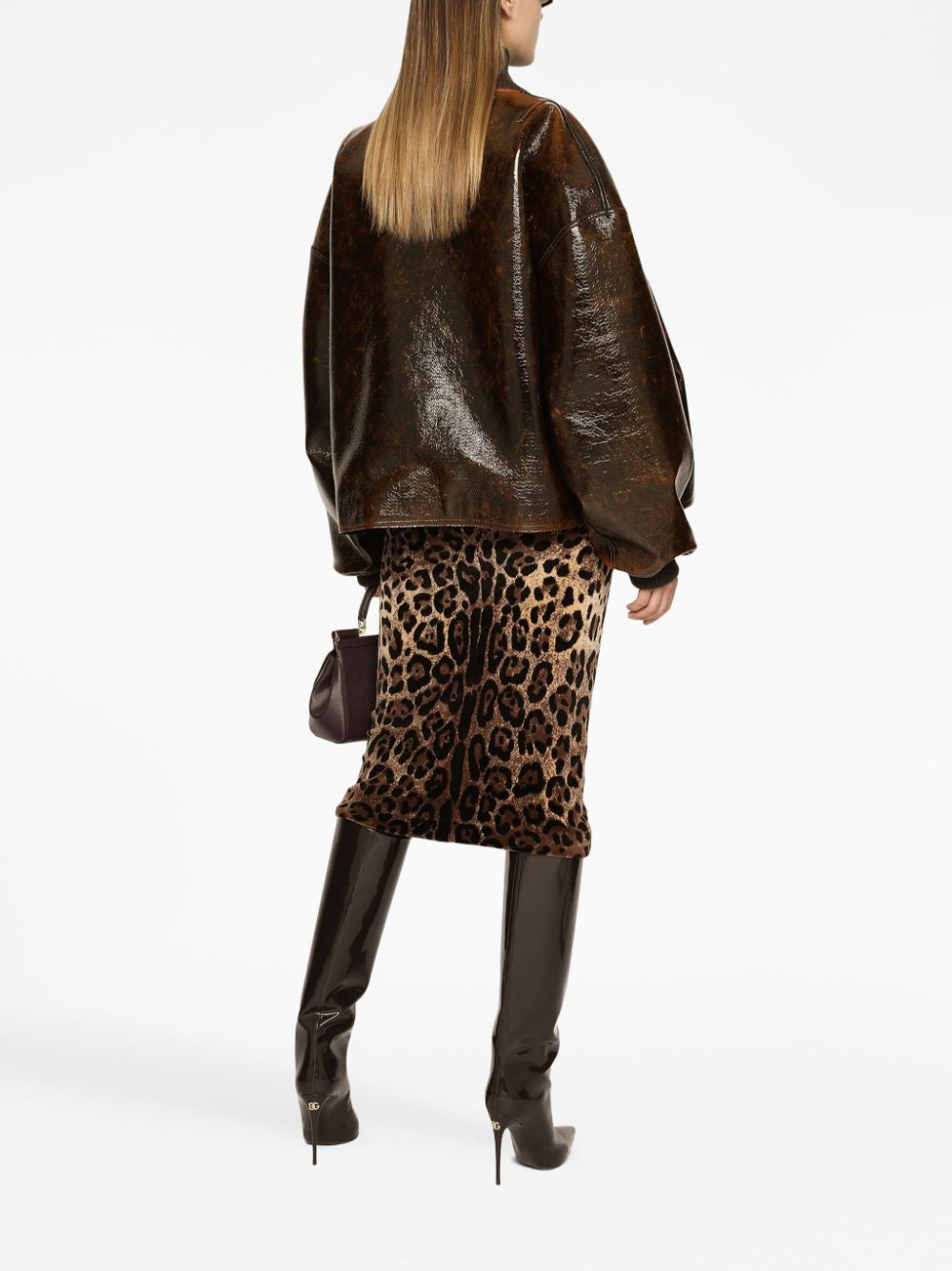 chenille leopard-print midi skirt - 4