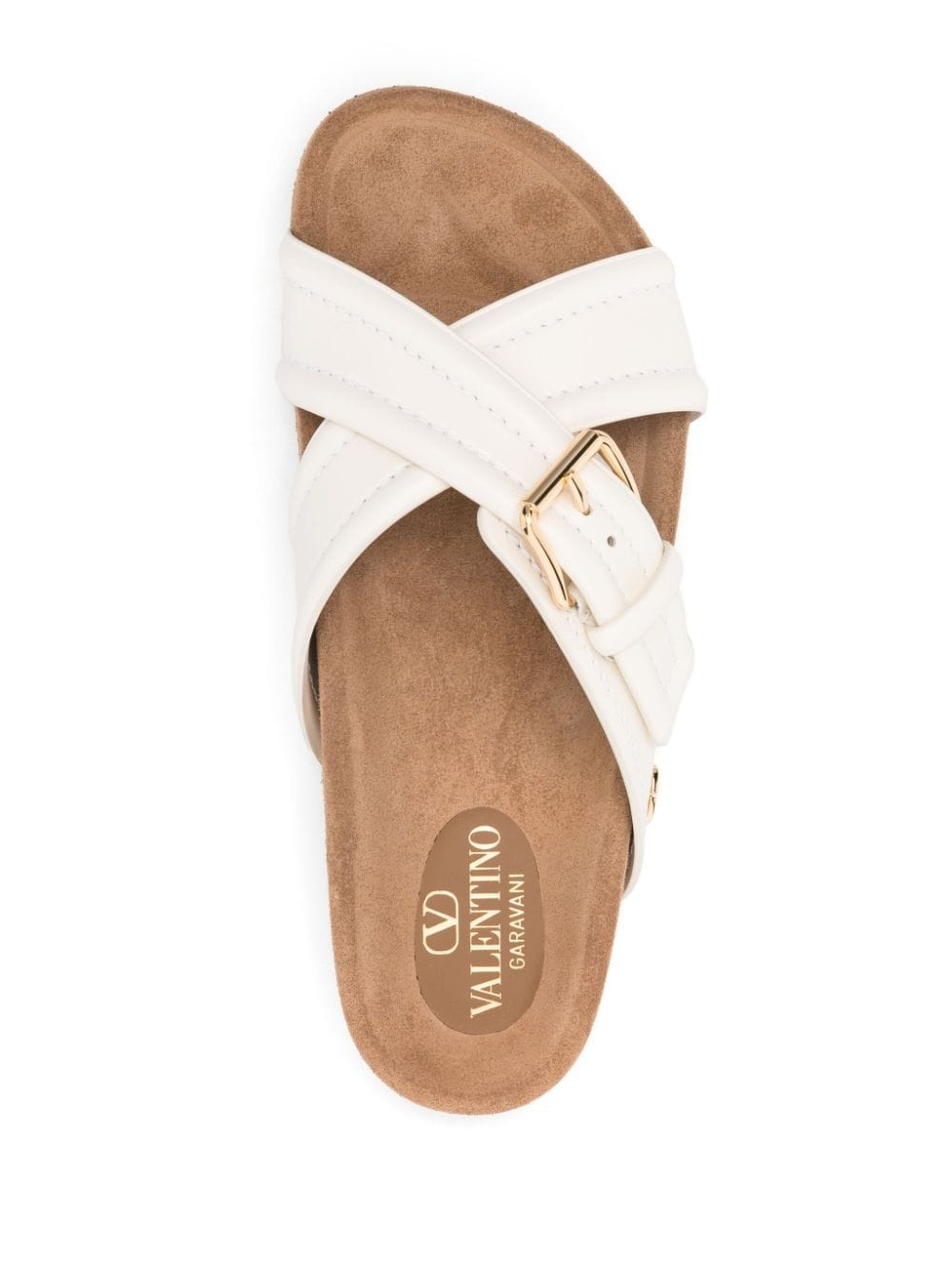 VLogo-plaque leather slides - 4