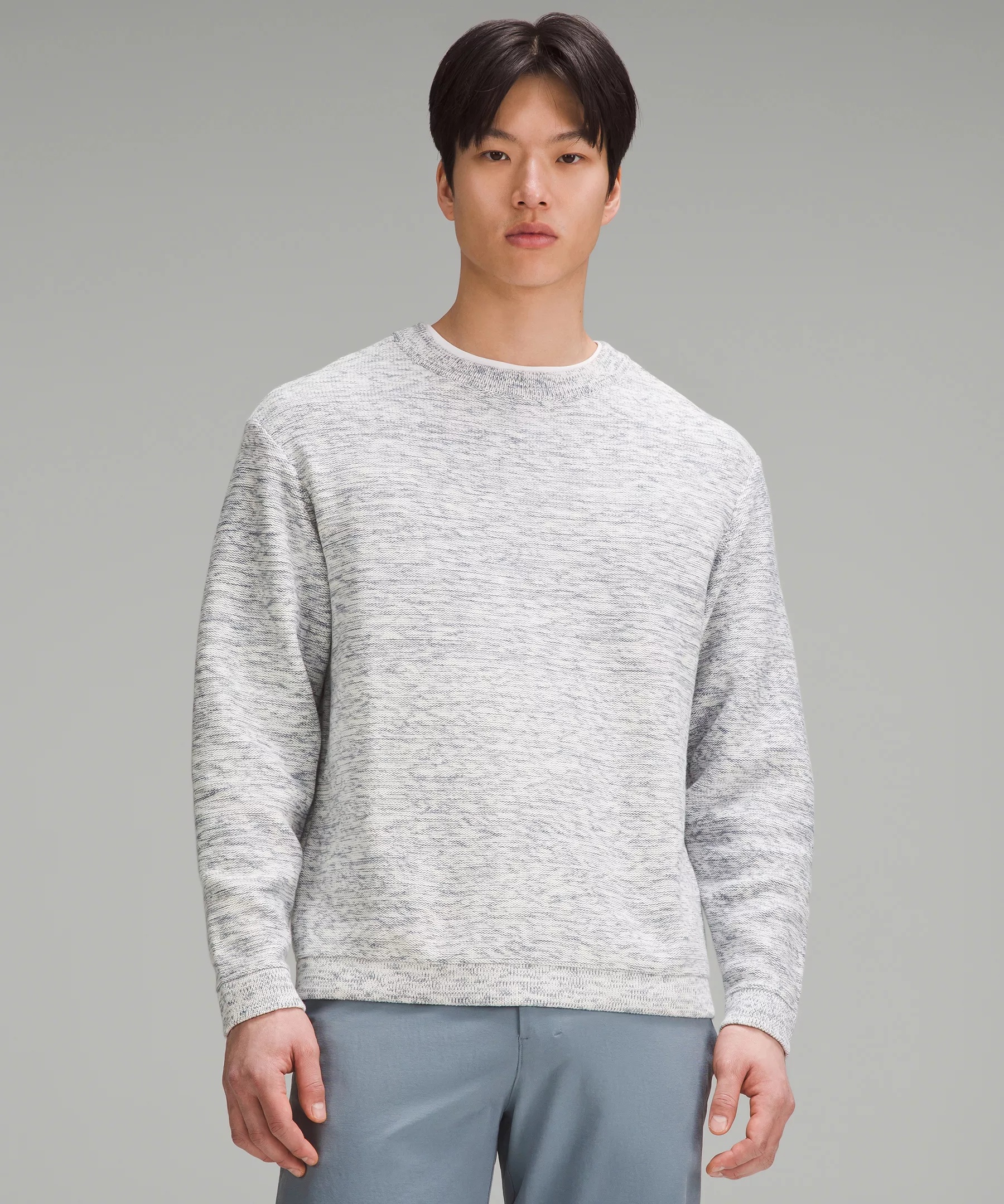 Relaxed-Fit Crewneck Knit Sweater - 1
