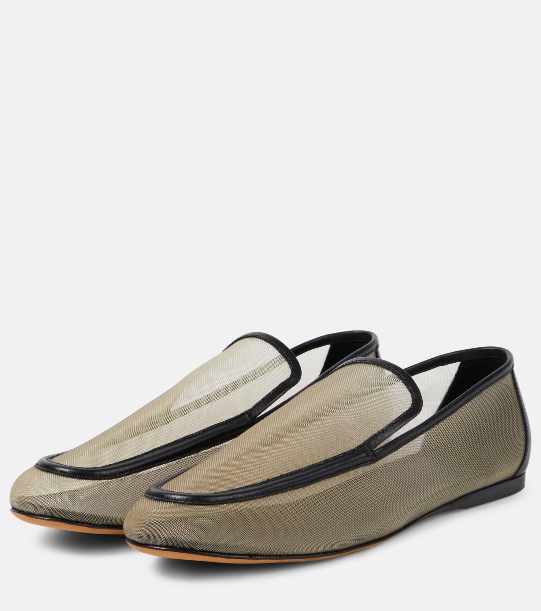Alessia leather-trimmed mesh loafers - 5
