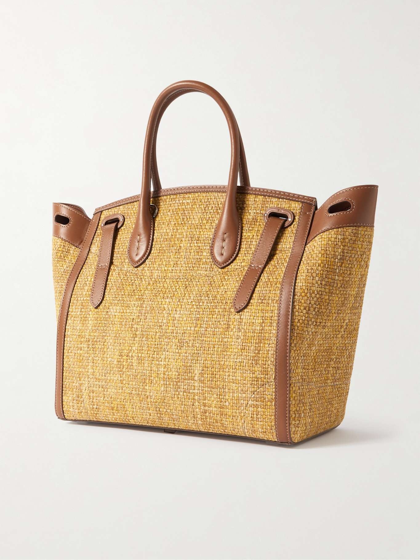Soft Ricky 33 medium leather-trimmed woven cotton tote - 3