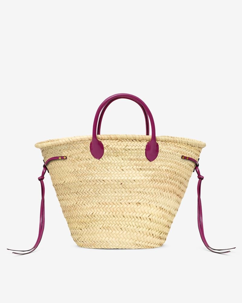 CADIX RAFFIA AND LEATHER BASKET BAG - 2