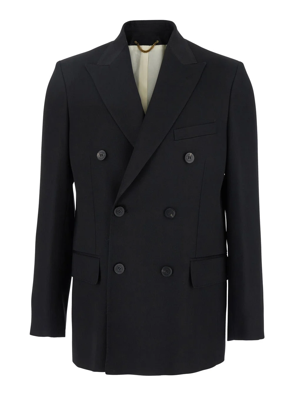 Golden Goose Men Black Double-Breasted Jacket With Peak Lapels In Virgin Wool Man - 1