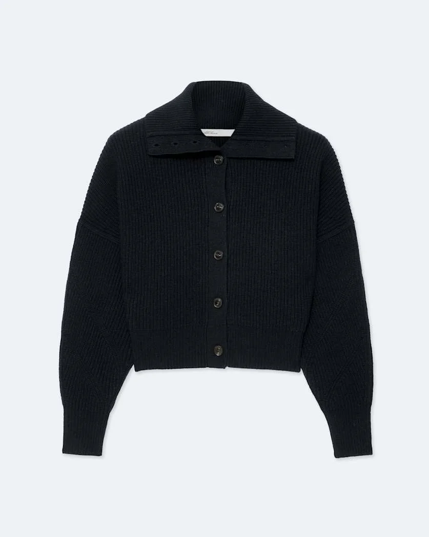 CARON CROPPED MERINO WOOL CARDIGAN - 1