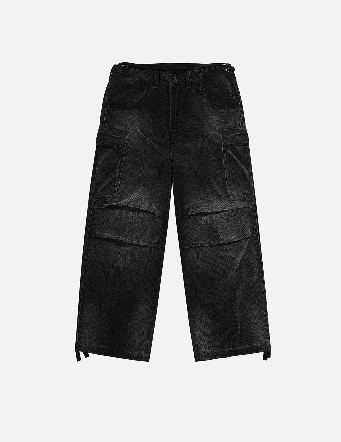 Washed Daicock Embroidery Wide-leg Corduroy Cargo Pants - 4