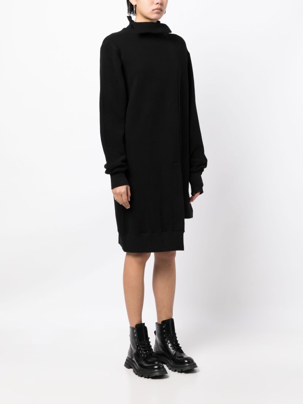 asymmetric long-sleeve minidress - 3