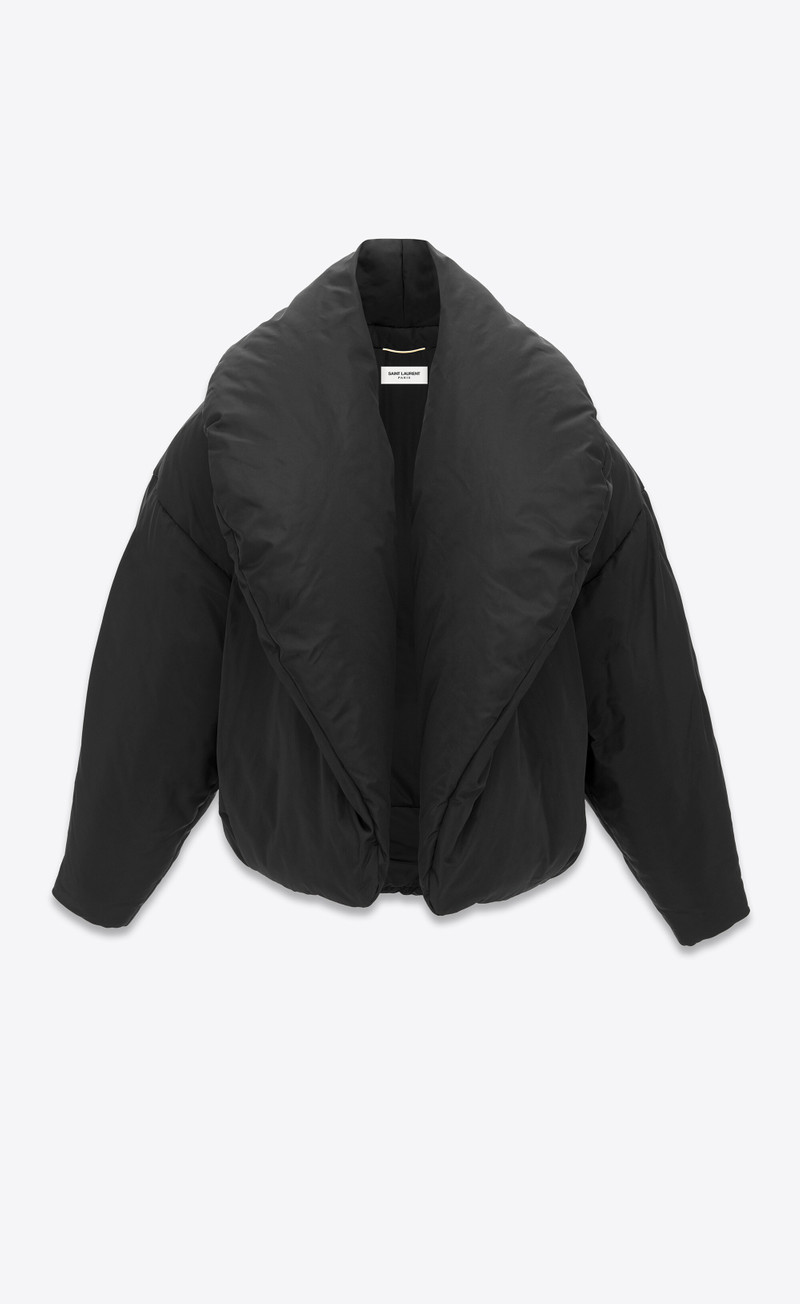 cropped puffer jacket in silk taffeta 1