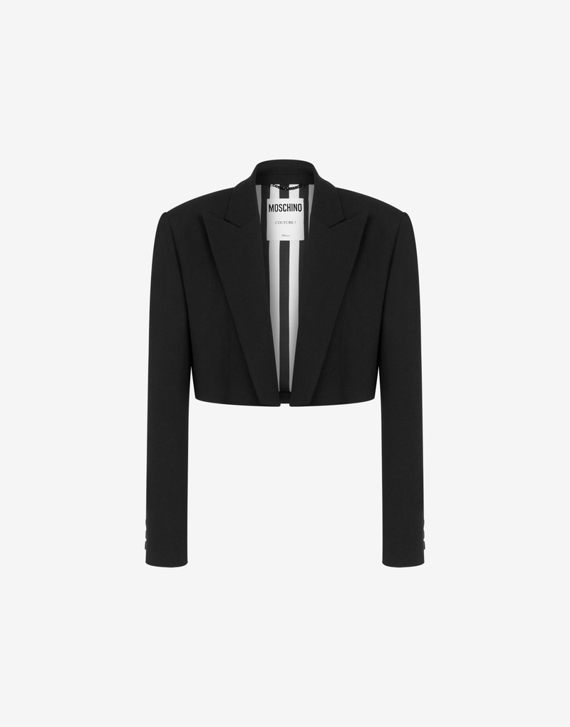 STRETCH GABARDINE CROPPED JACKET 1