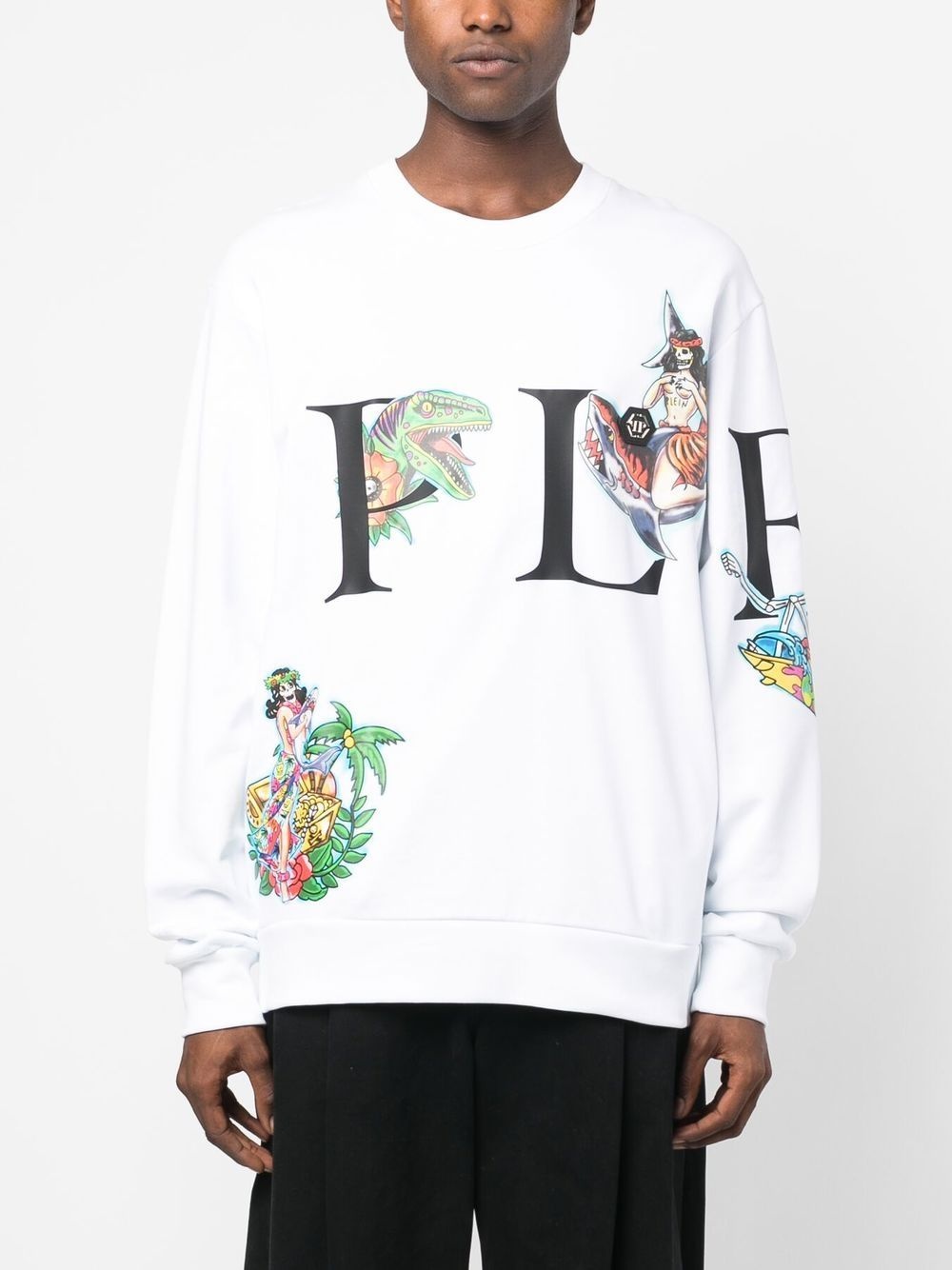 logo-print crew neck sweatshirt - 3