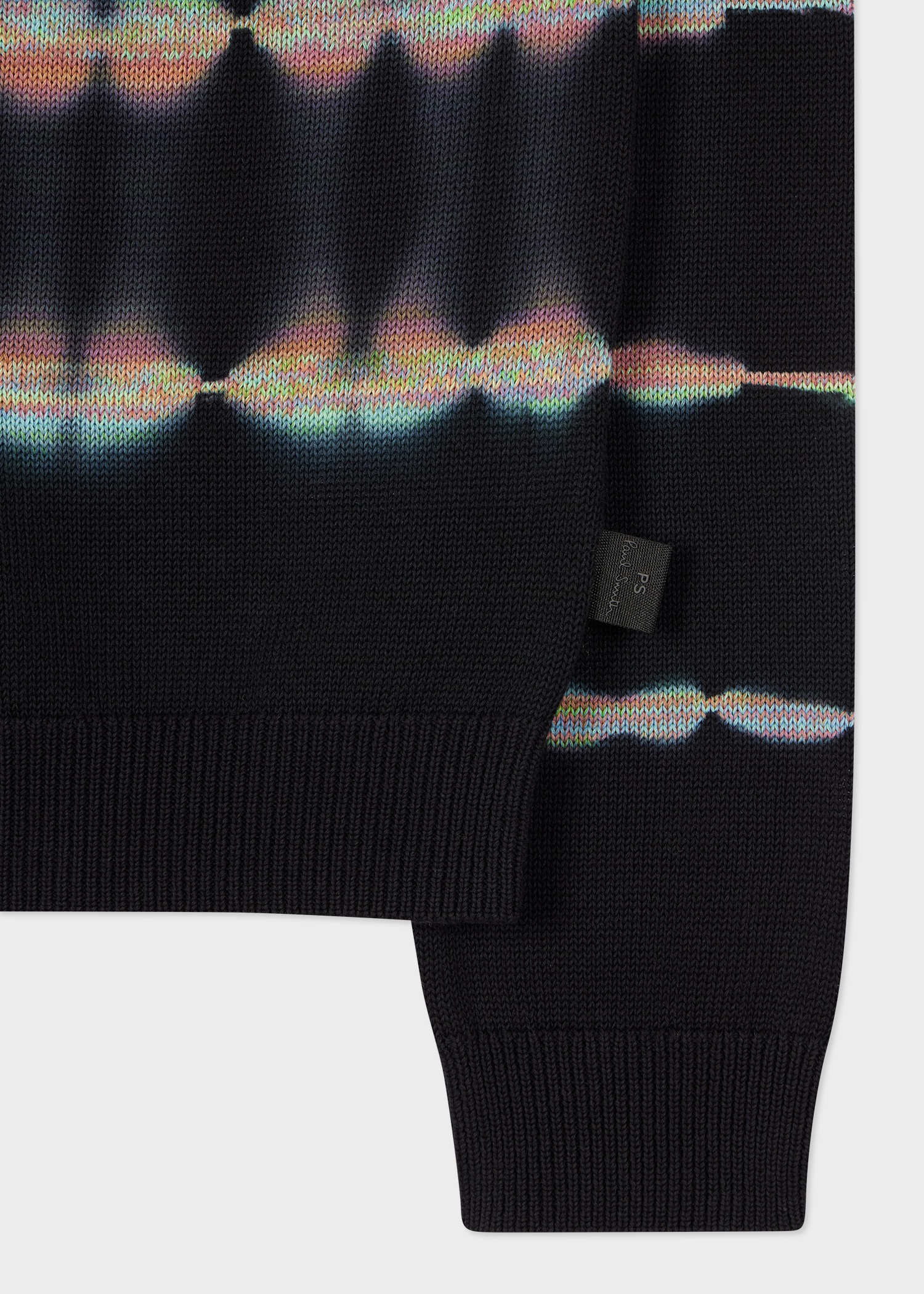 Black Shibori Stripe Cotton Sweater - 2
