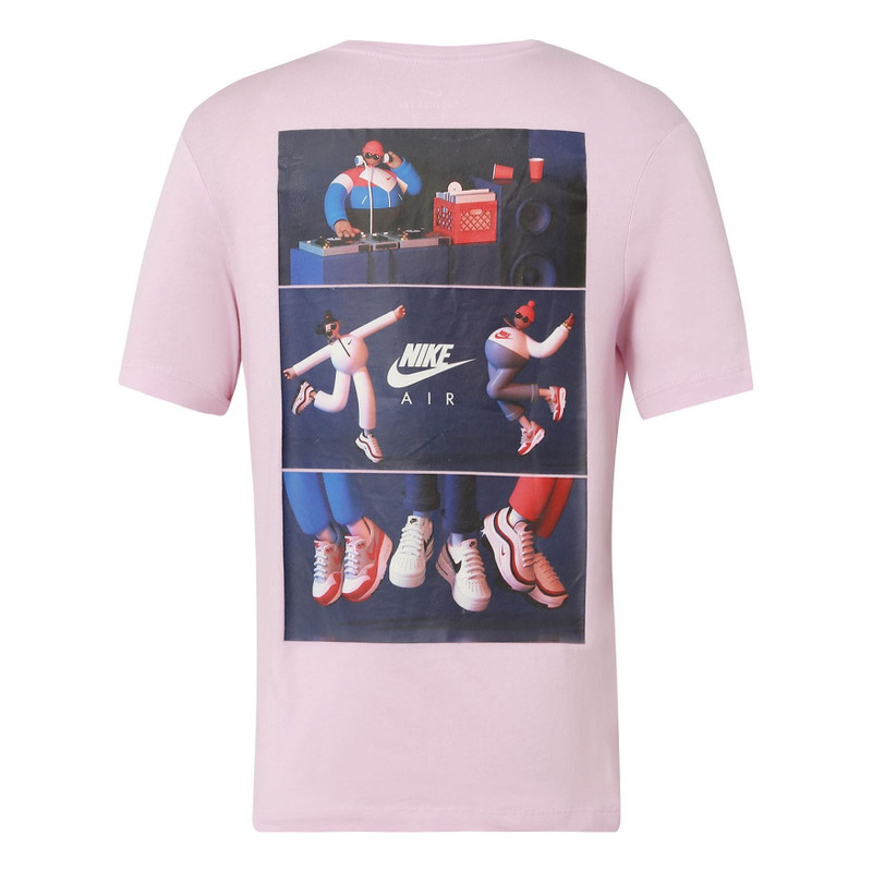 Nike Sportswear Logo Back Pattern Printing Casual Short Sleeve Pink CW0414-676 - 1