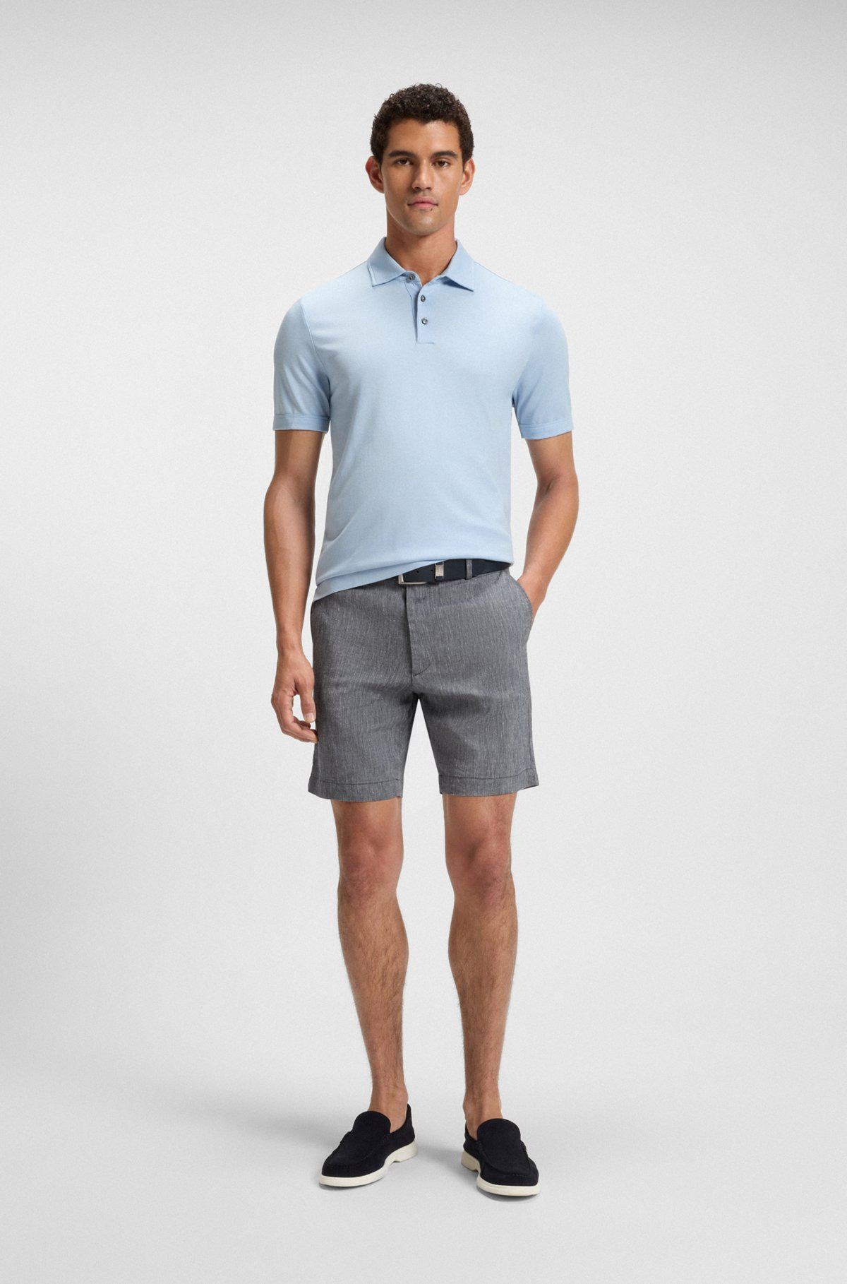 REGULAR-FIT SHORTS IN A LINEN BLEND WITH DRAWCORD - 3