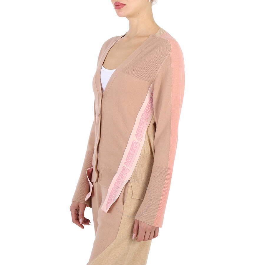 Stella Mccartney Soft Tonal Mix Logo-Strap Panelled Cardigan - 4