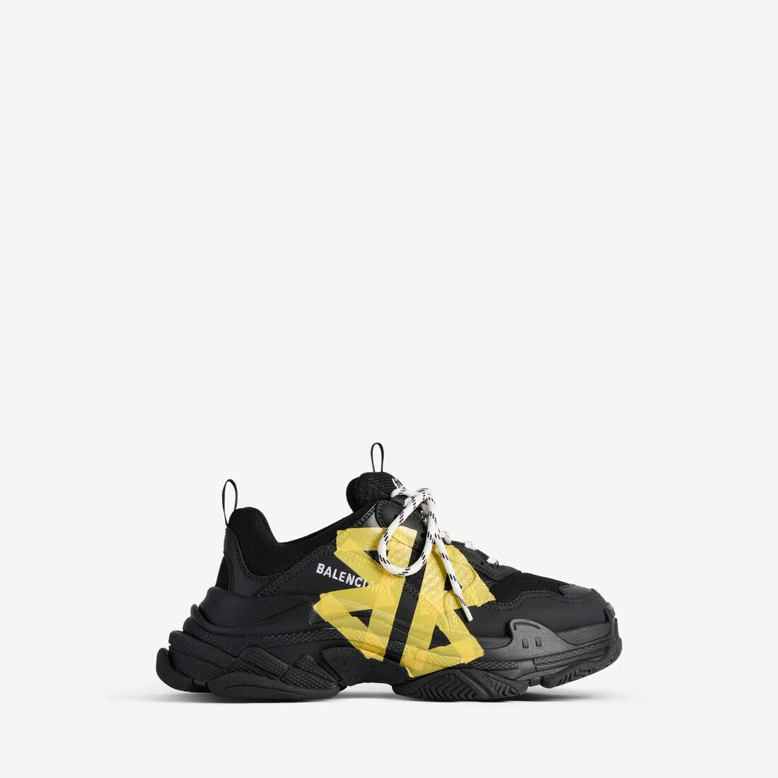 Men's Triple S Tape Type Sneaker in Black/yellow - 1