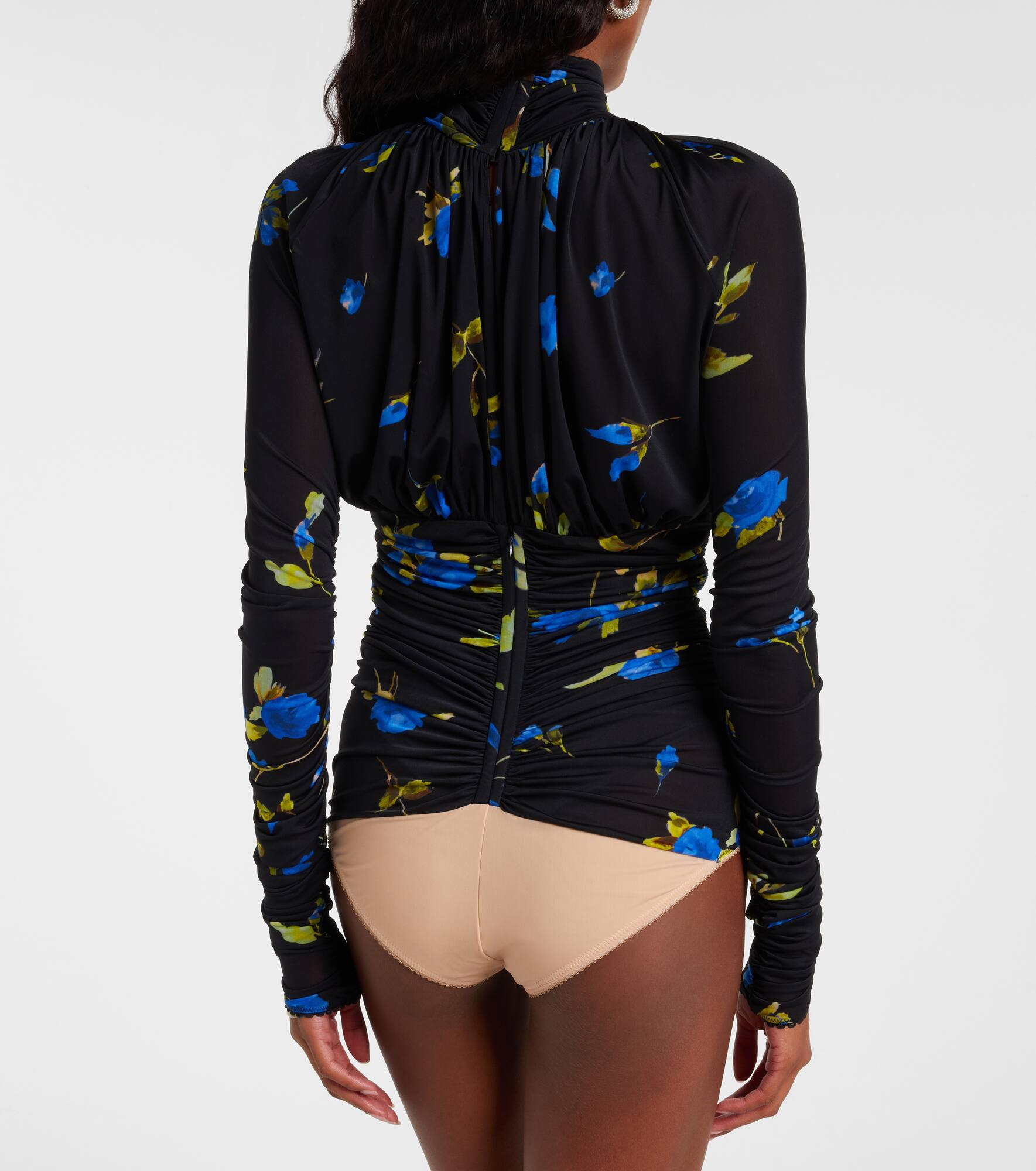 Cutout floral jersey bodysuit - 4