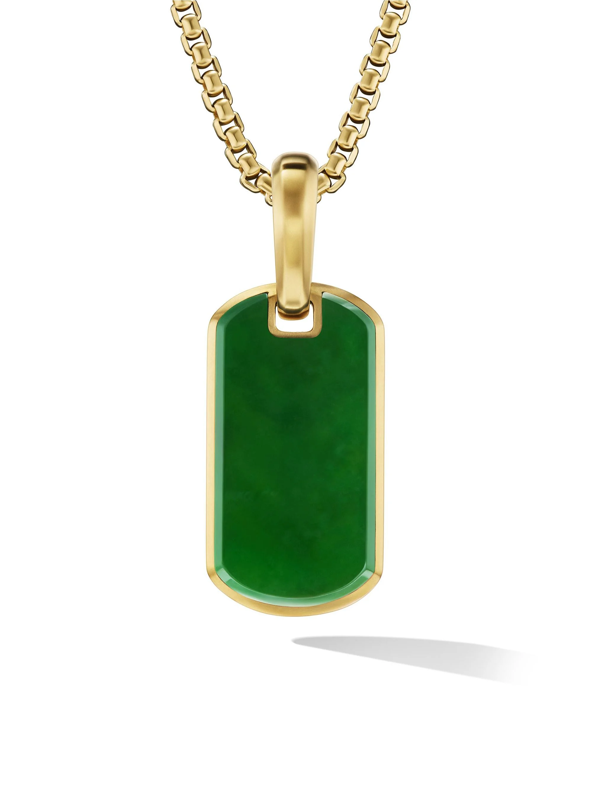 Men's Chevron Tag in 18K Yellow Gold - Nephrite Jade - 1