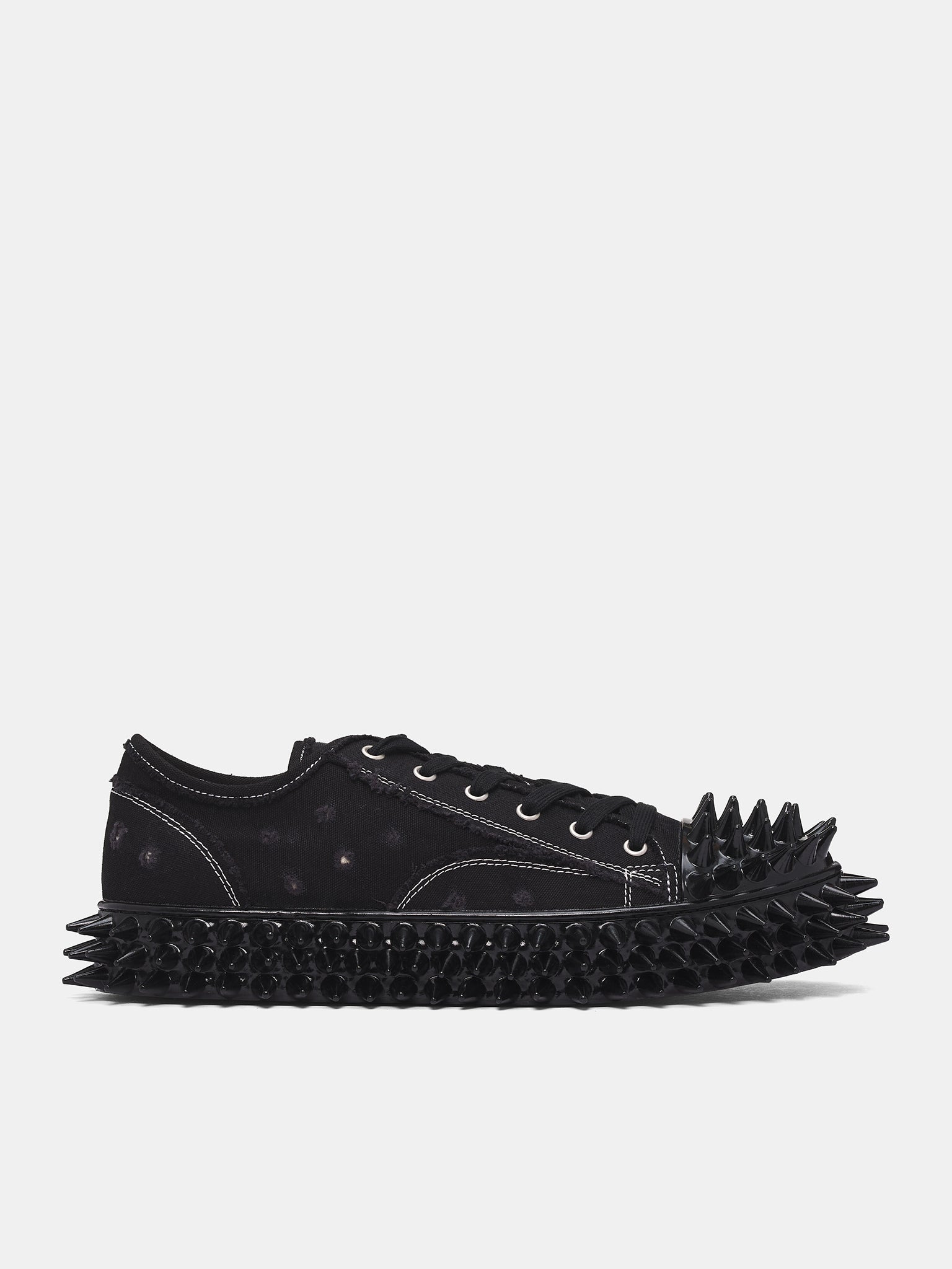 Black Canvas Spiky Sneakers - 1