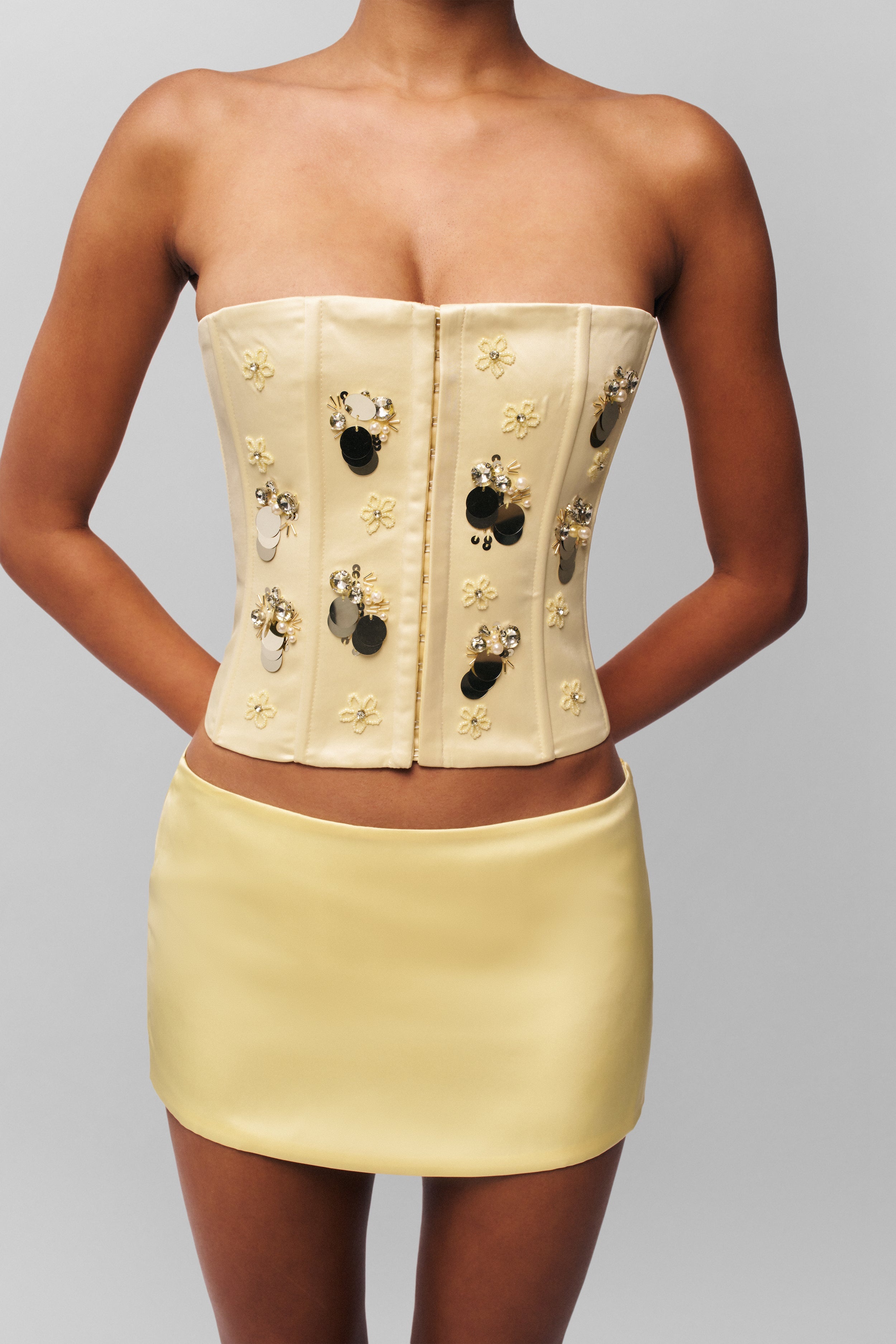 EMBELLISHED SATIN CORSET - 5
