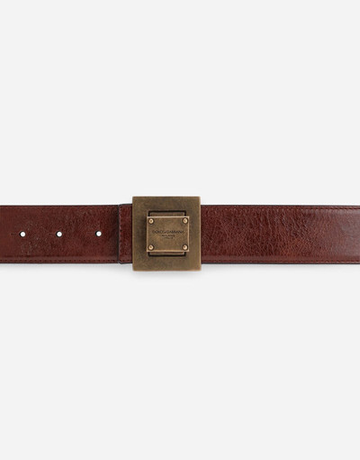 Dolce & Gabbana Mino calfskin belt with branded buckle outlook