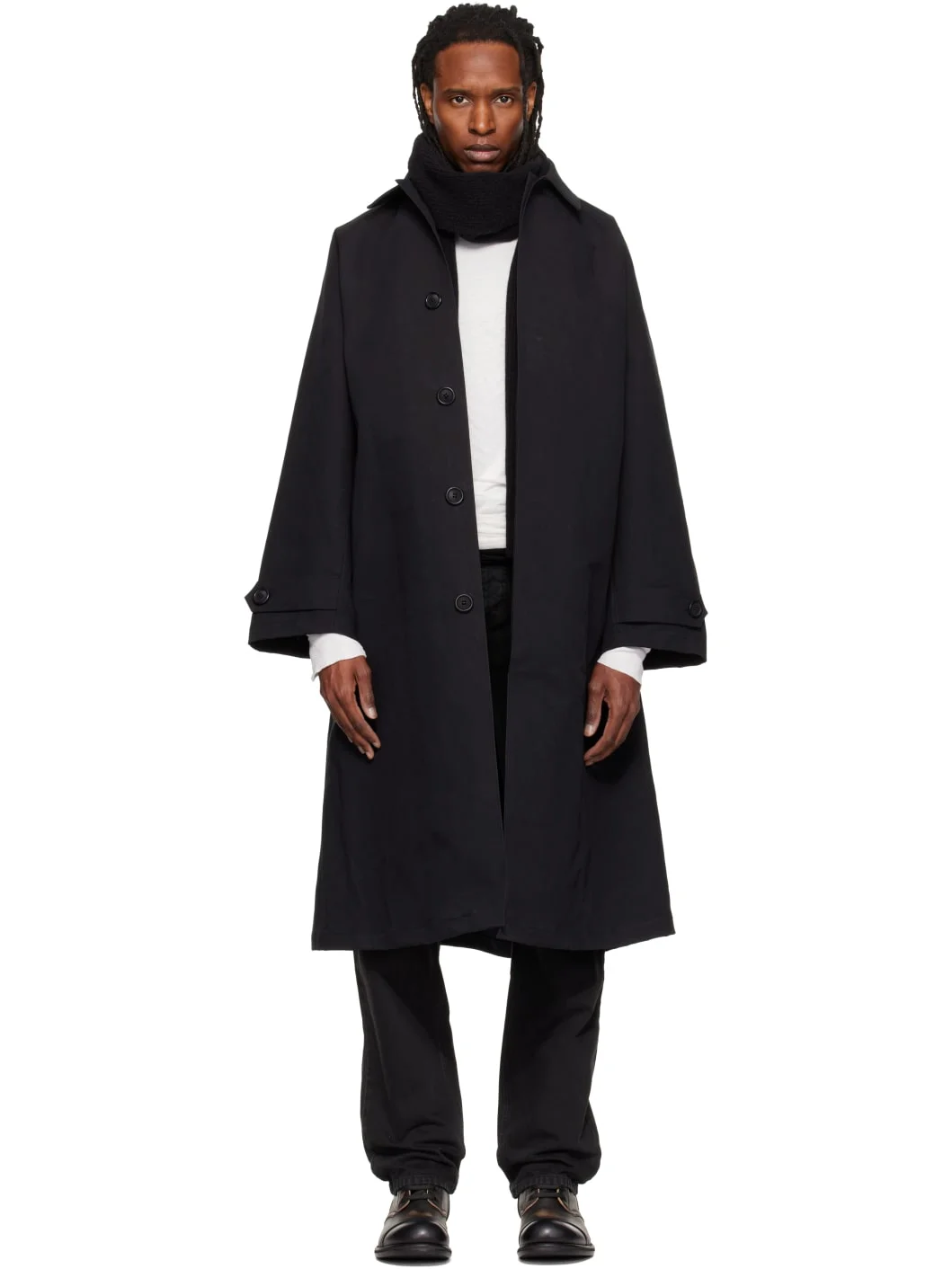 Black Canvas Trench Coat - 1