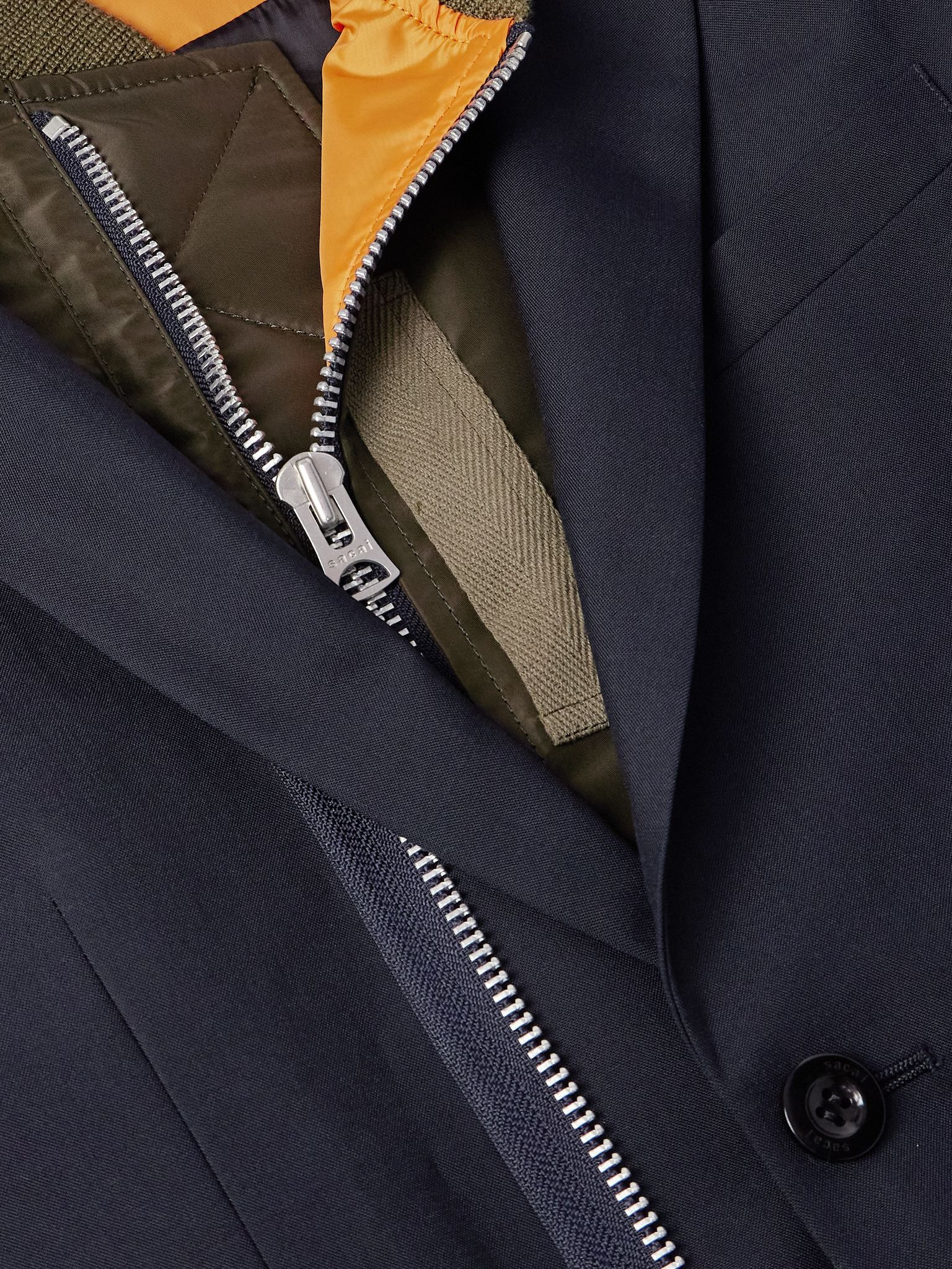 Layered Shell and Padded Grain de Poudre Blazer Navy - 4