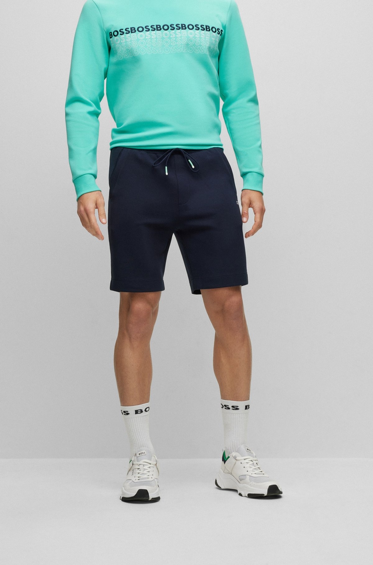 COTTON-BLEND REGULAR-FIT SHORTS WITH EMBROIDERED LOGOS - 2