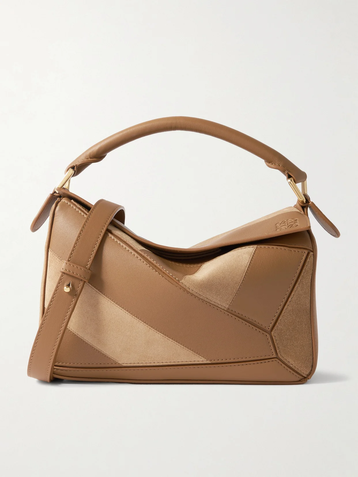 Puzzle Small Leather And Suede Shoulder Bag - 1