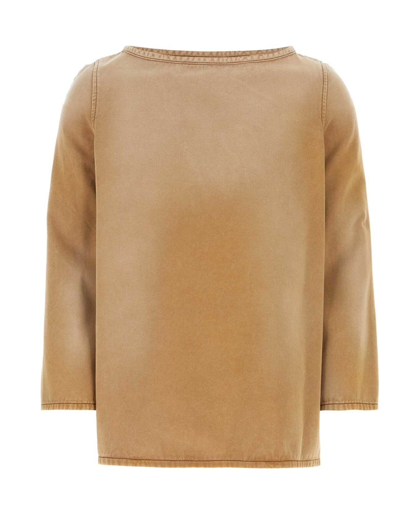 Beige Cotton Oversize T-shirt - 1