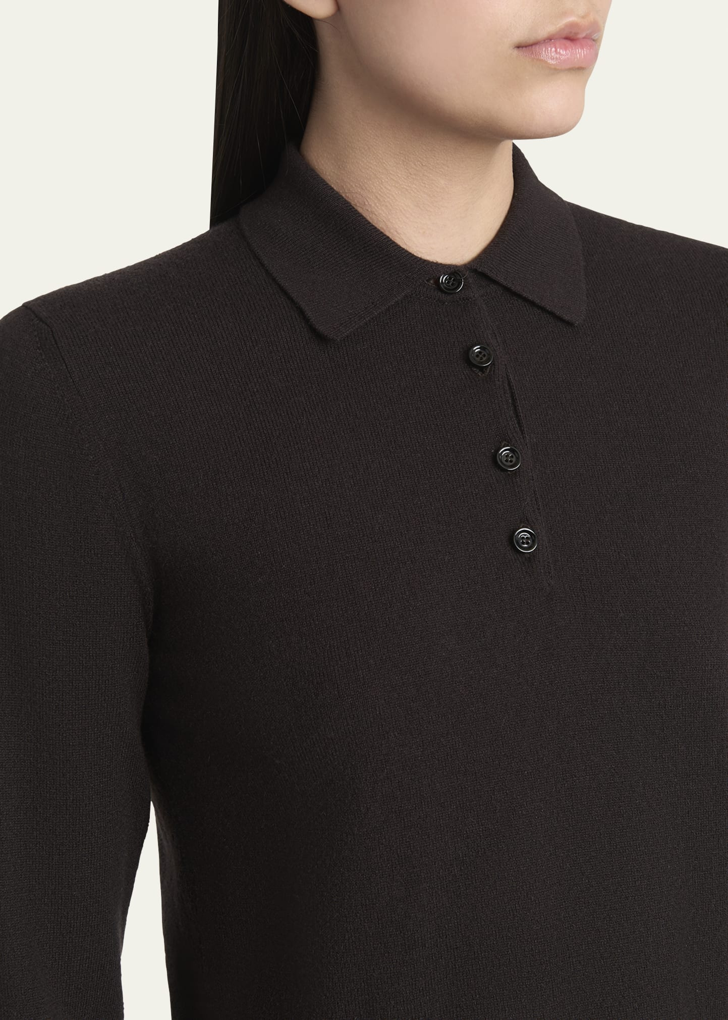 3/4-Sleeve Cashmere Polo Sweater - 5