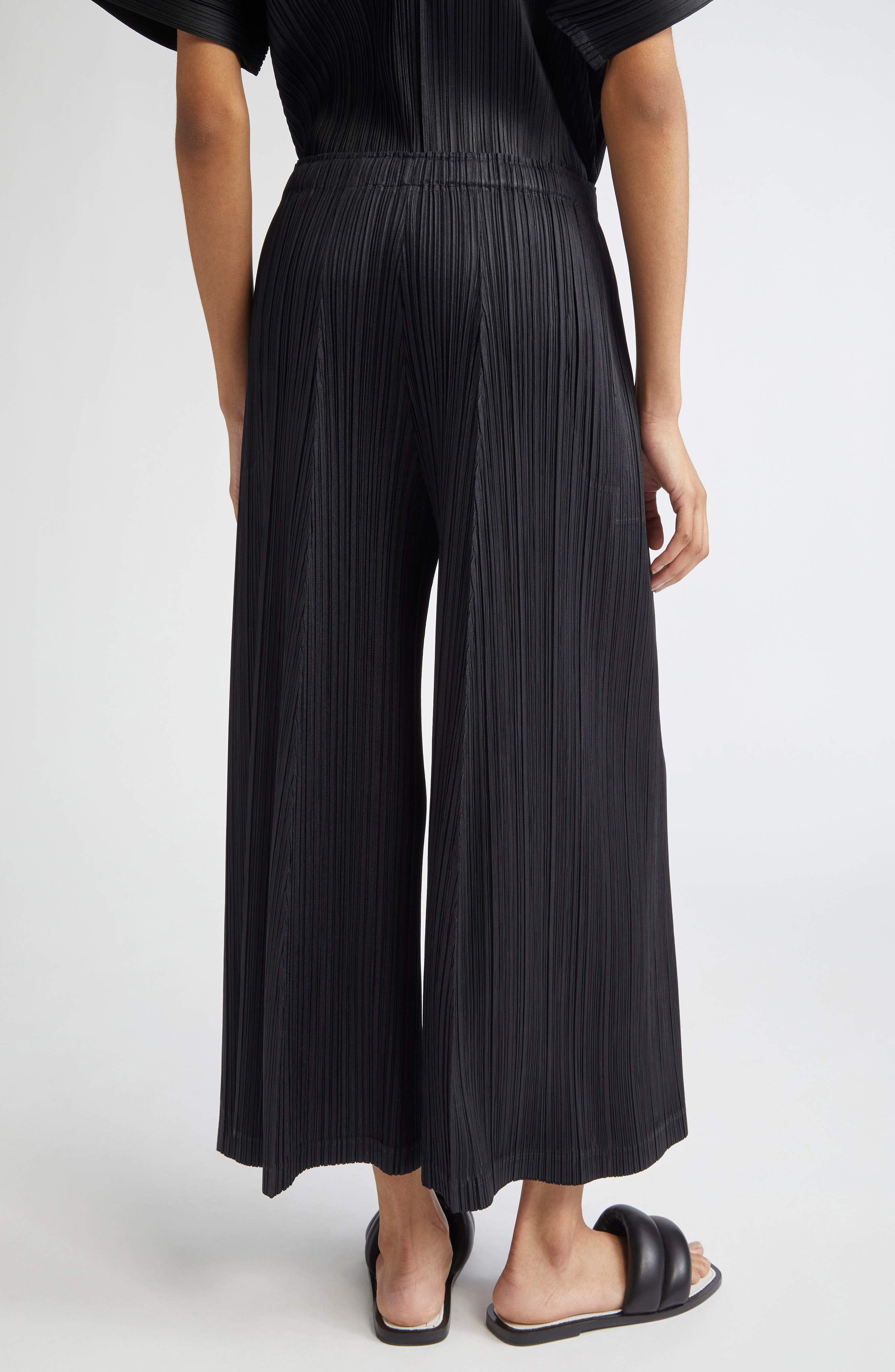 Pleats Please Issey Miyake Thicker Bottoms 1 Pleated Crop Wide Leg Pants in Black at Nordstrom - 3