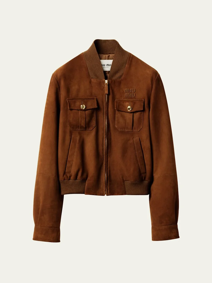 Suede Zip Bomber Jacket - 1