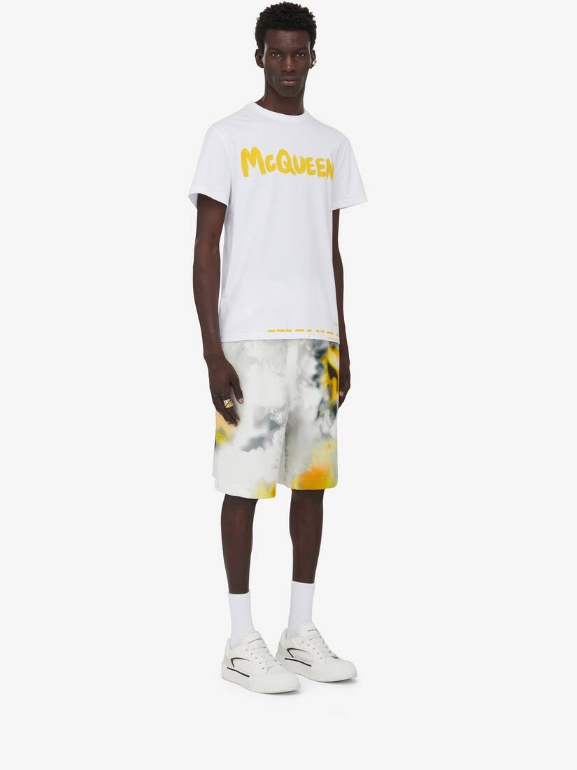 Men's McQueen Graffiti T-shirt in White/yellow - 3