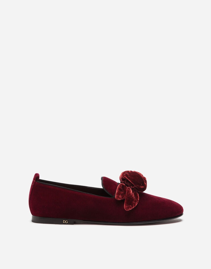 Velvet slippers with satin bow - 1