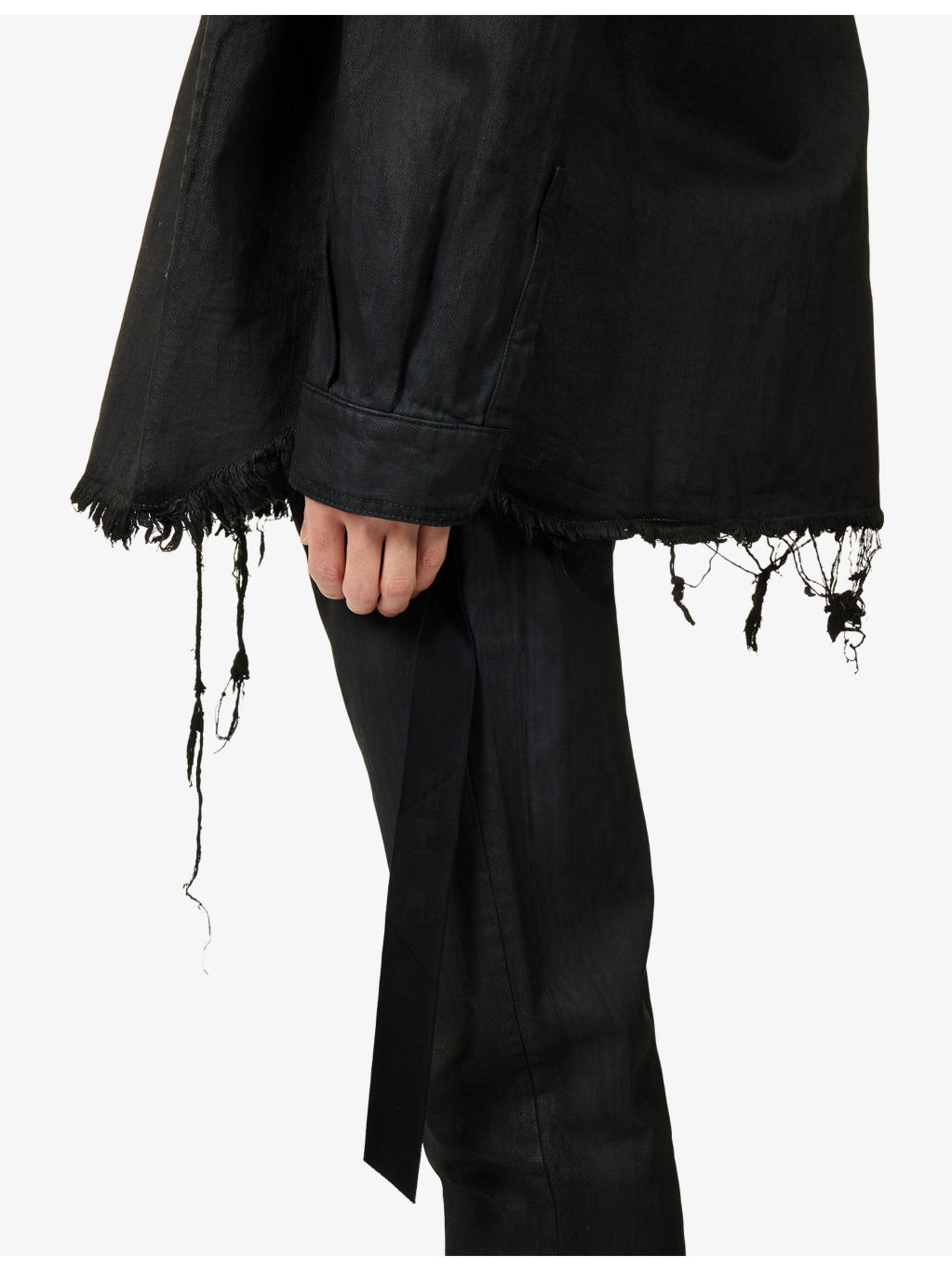 Lido Larry Raw-Hem Coated-Denim Shirt - 5