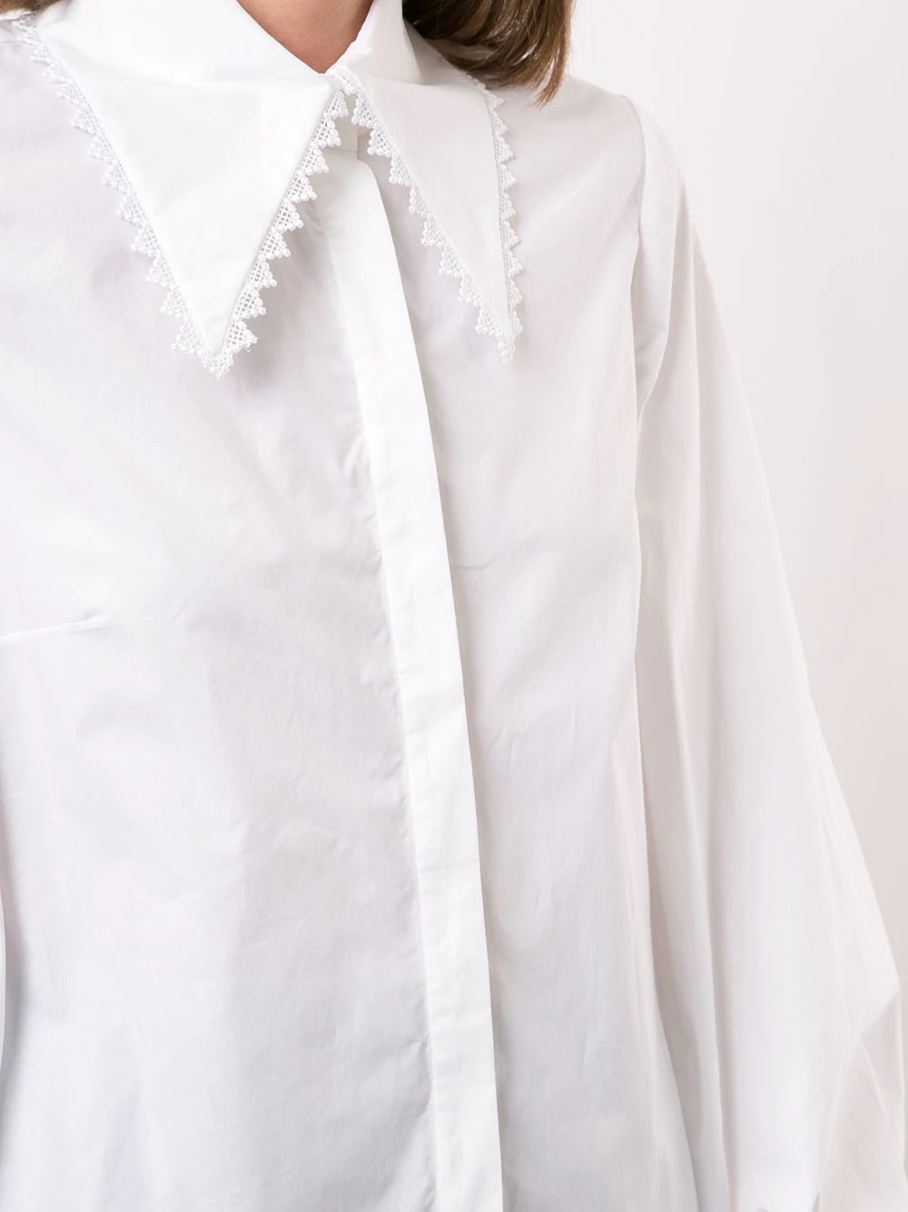 lantern sleeve poplin shirt - 5