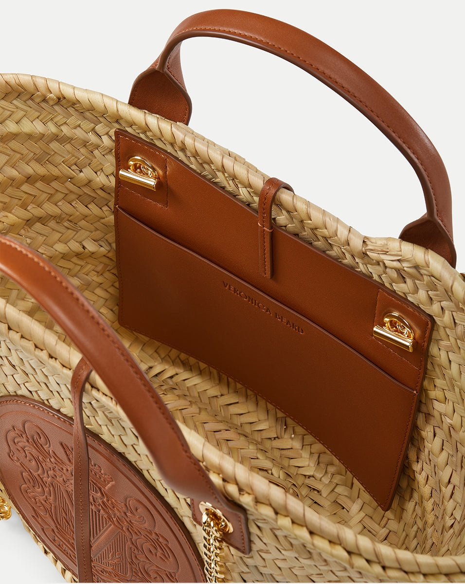 SMALL RAFFIA CREST MARKET TOTE - 4