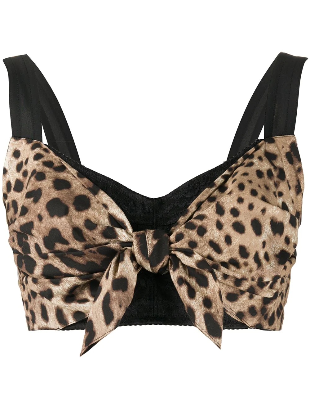 leopard tied crop top - 1