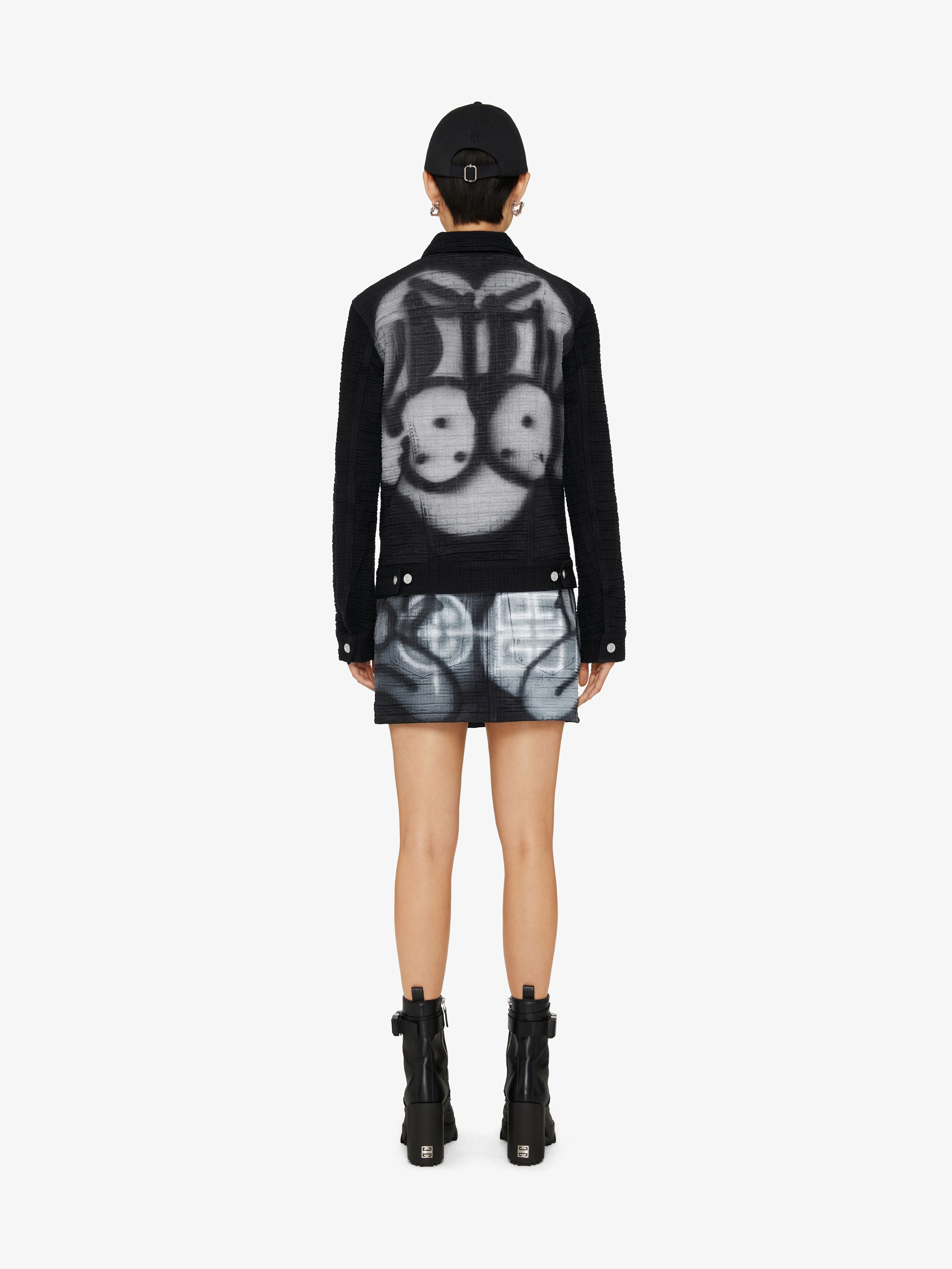 4G MINI SKIRT IN DENIM WITH TAG EFFECT PRINTS - 4
