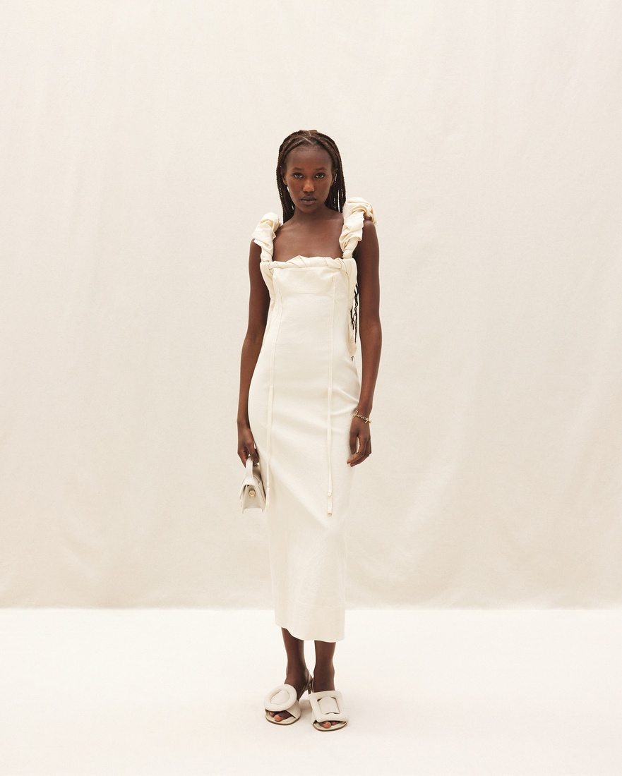JACQUEMUS La robe maille Crema ル・パピエ リボン ドレス JACQUEMUS La robe maille Crema ル・パピエ リボン ドレス