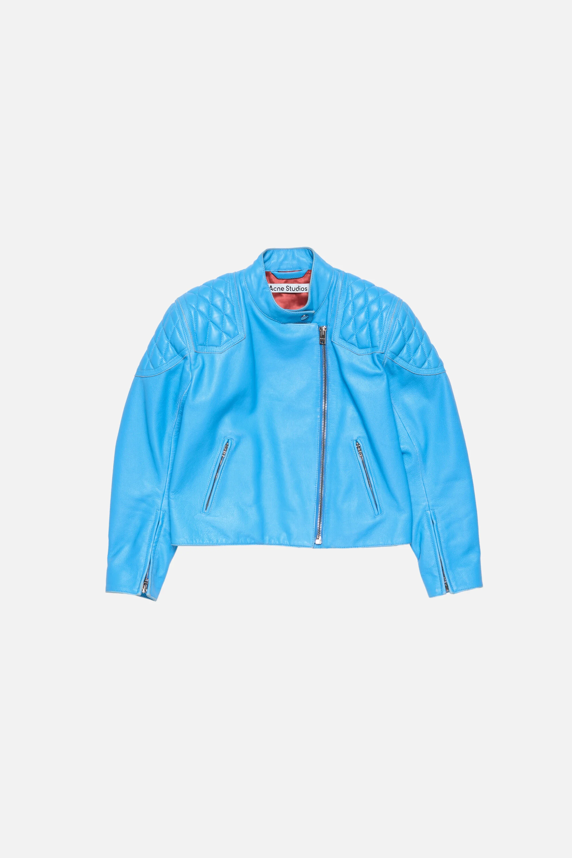 Leather biker jacket - Aqua blue - 1