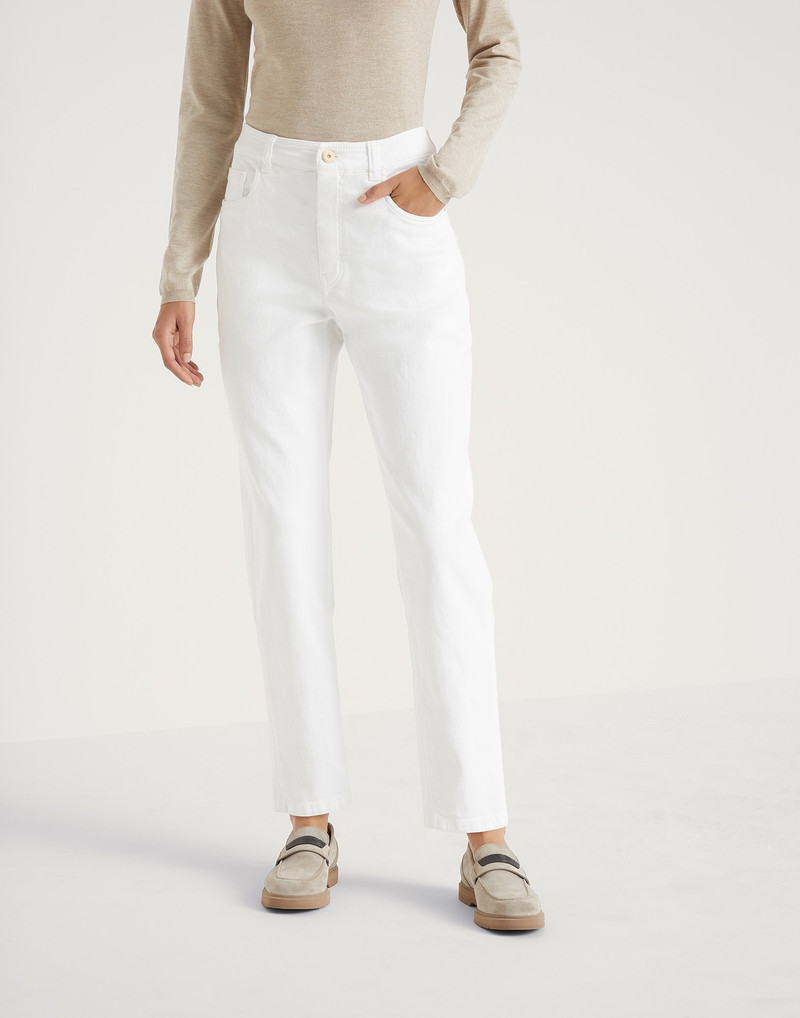 Garment-dyed comfort denim baggy trousers with shiny tab 1