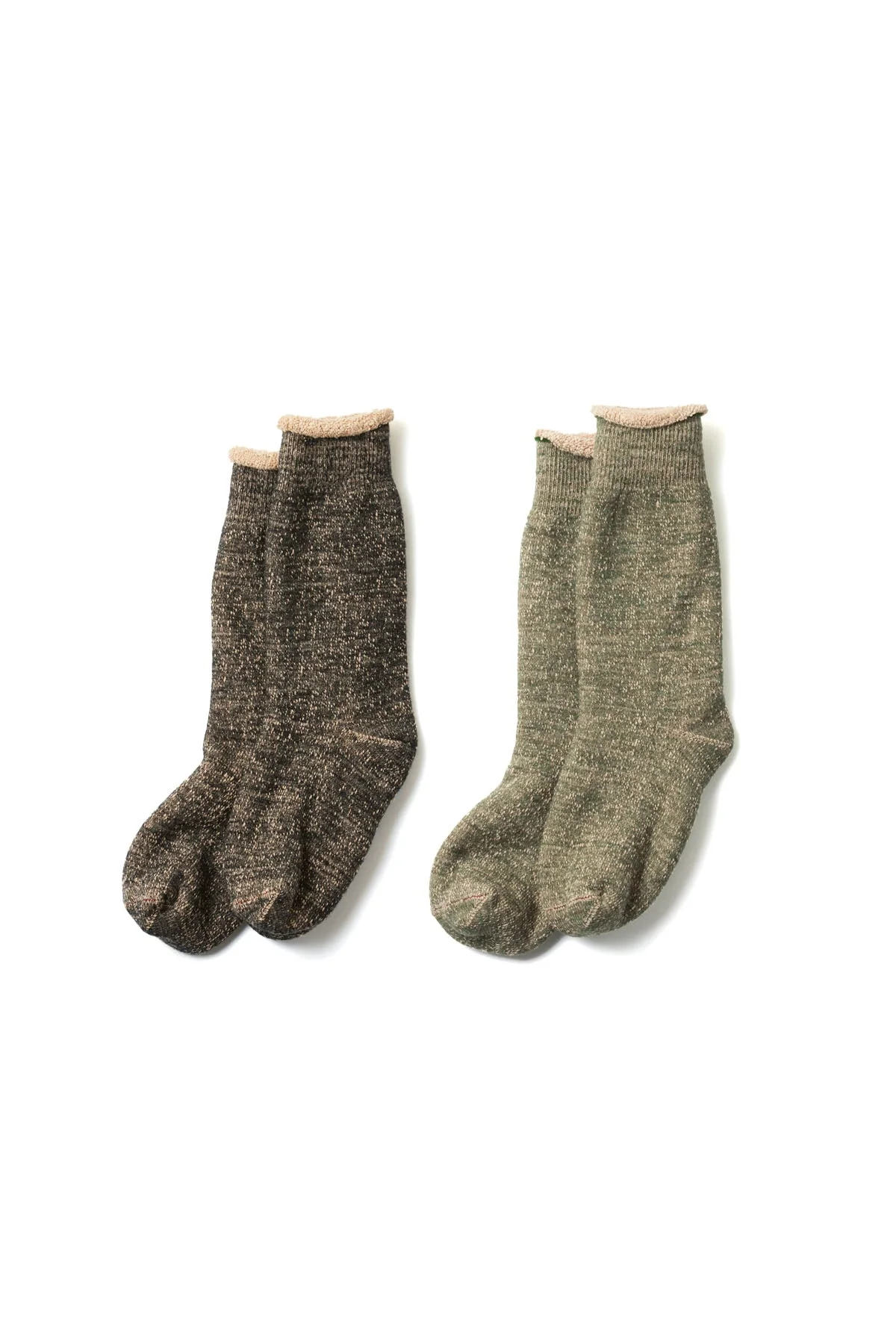 Double Face Crew Socks - Merino Wool & Brown OG - 1